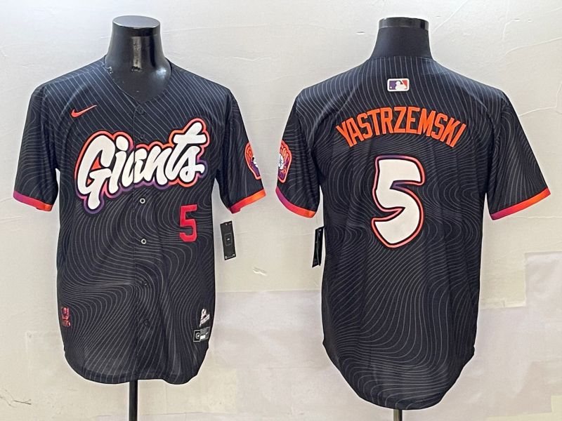 Men San Francisco Giants #5 Yastrzemski Black Second generation Joint Name Nike 2025 MLB Jersey style 4